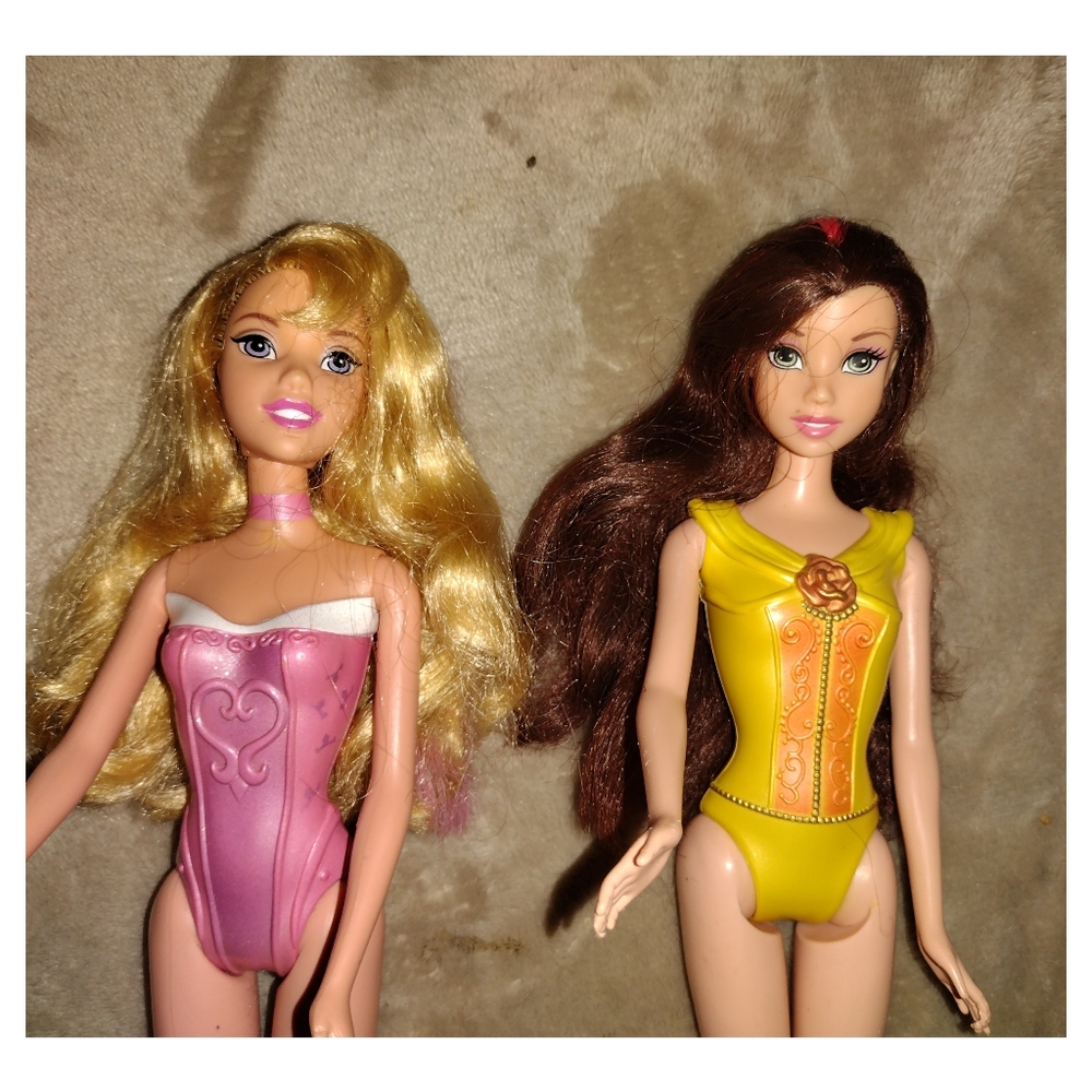 Disney Princess Bath Beauty Belle & Aurora dolls